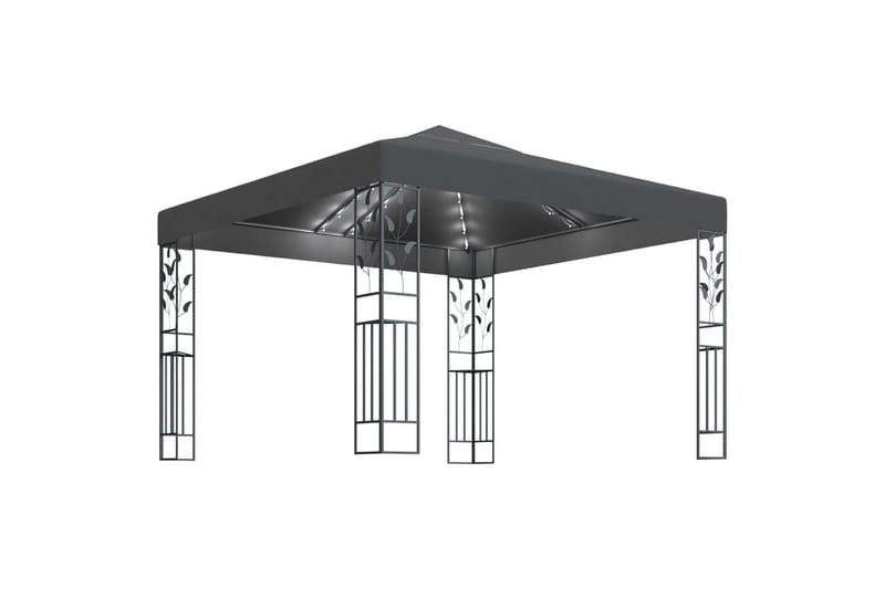 Paviljong med lysslynge 3x3 m antrasitt - Antrasittgrå - Hagemøbler - Solbeskyttelse - Paviljonger - Komplett paviljong