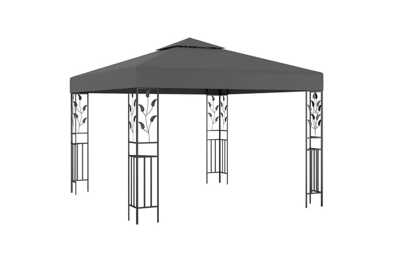 Paviljong med lysslynge 3x3 m antrasitt - Antrasittgrå - Hagemøbler - Solbeskyttelse - Paviljonger - Komplett paviljong