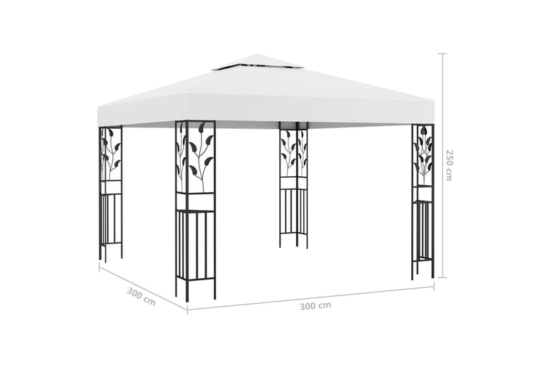 Paviljong med lysslynge 3x3 m hvit 180 g/m² - Hvit - Komplett paviljong