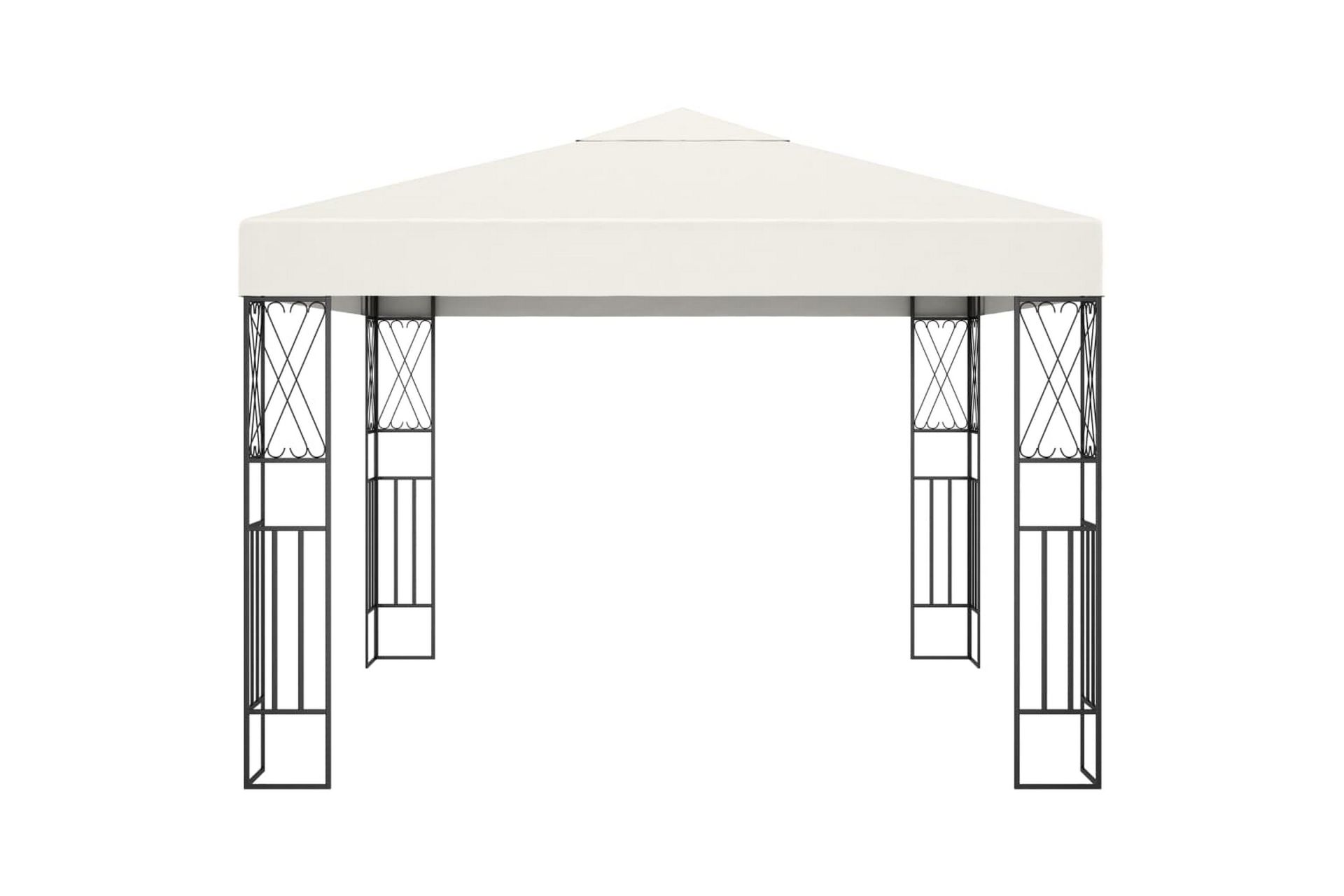 Paviljong med lysslynge 3x3 m kremhvit stoff - Krem - Hagemøbler - Solbeskyttelse - Paviljonger - Komplett paviljong