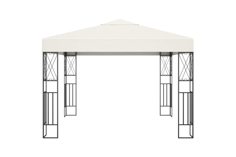 Paviljong med lysslynge 3x3 m kremhvit stoff - Krem - Komplett paviljong