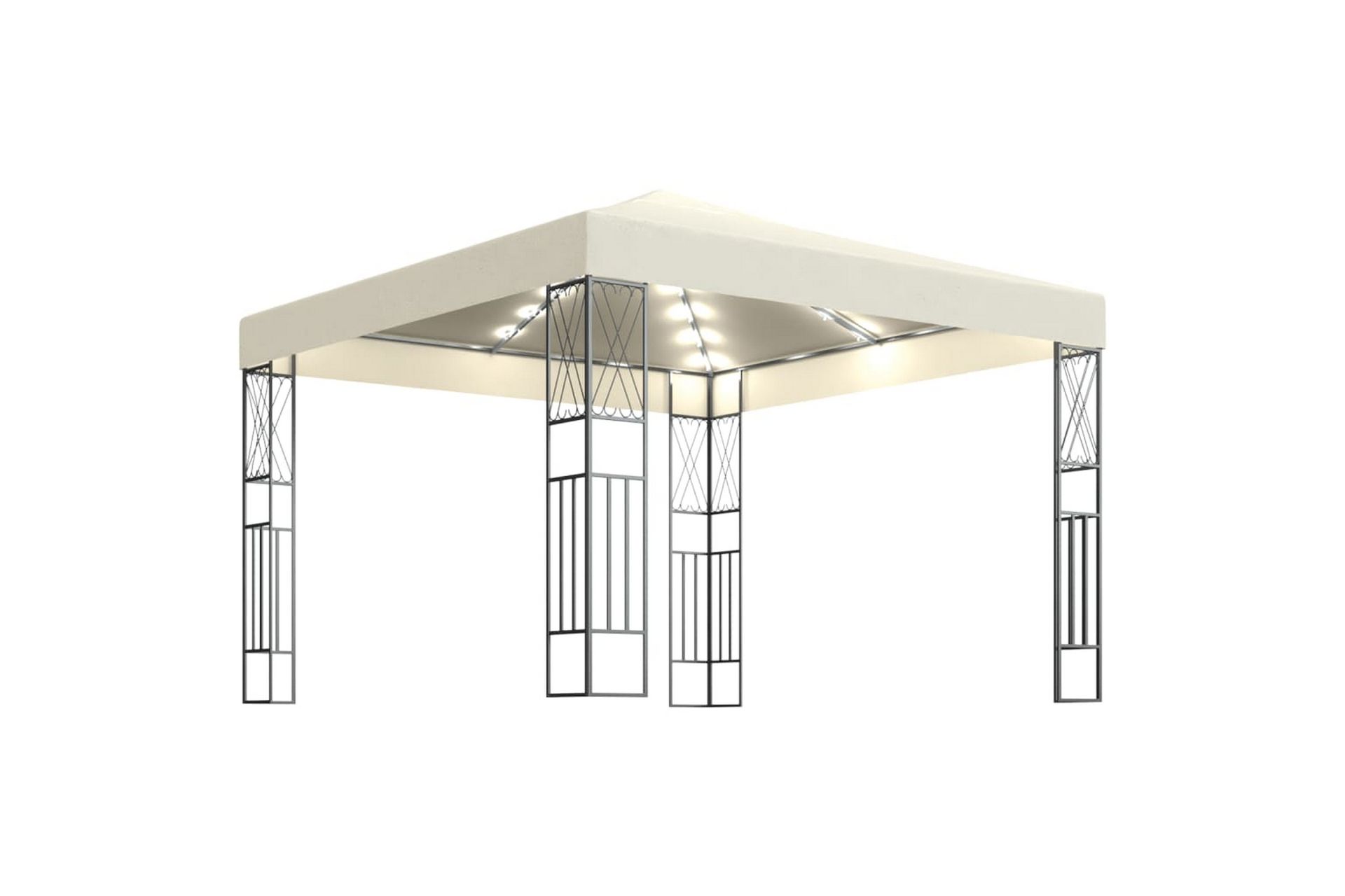 Paviljong med lysslynge 3x3 m kremhvit stoff - Krem - Hagemøbler - Solbeskyttelse - Paviljonger - Komplett paviljong