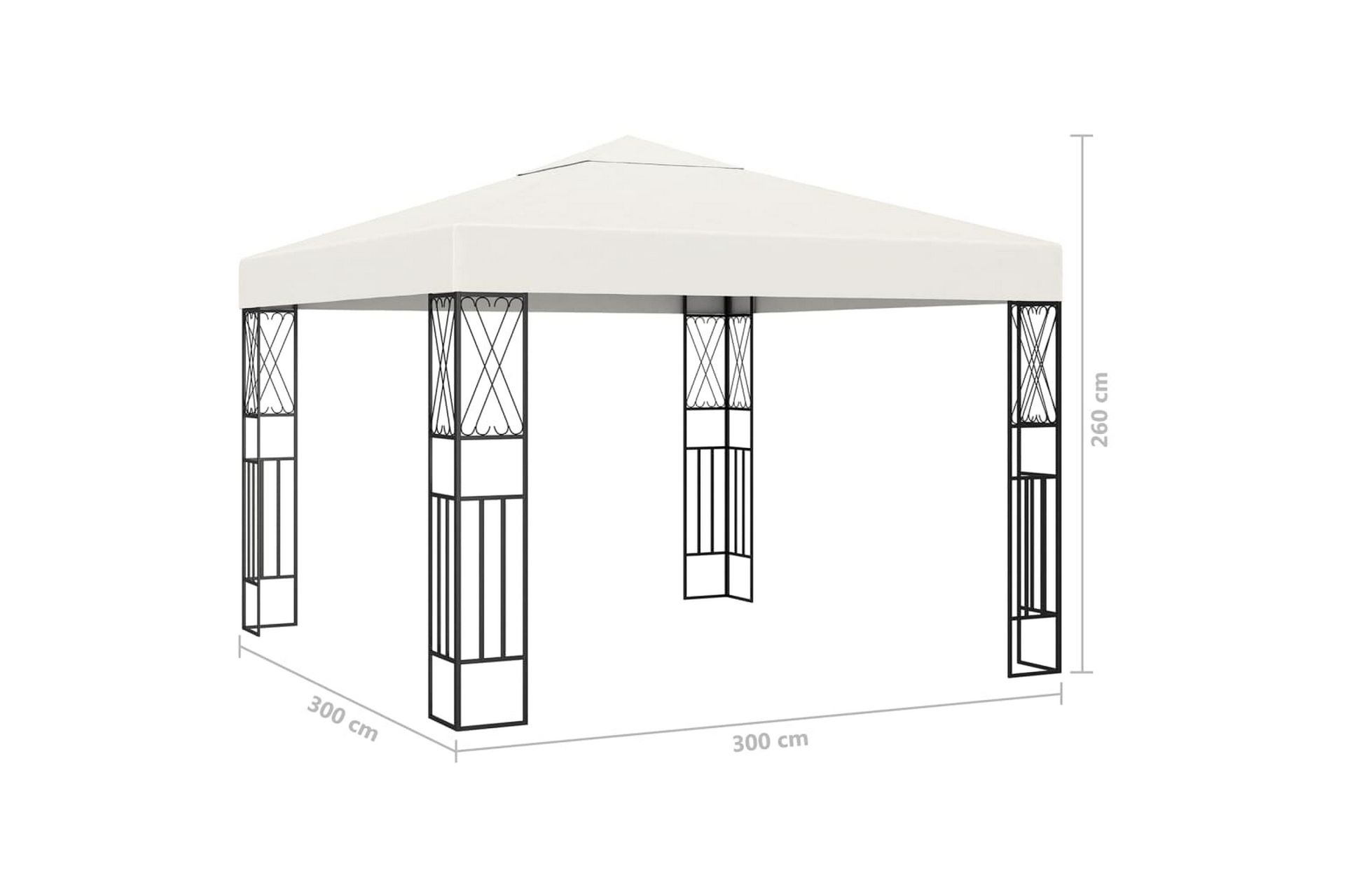 Paviljong med lysslynge 3x3 m kremhvit stoff - Krem - Hagemøbler - Solbeskyttelse - Paviljonger - Komplett paviljong