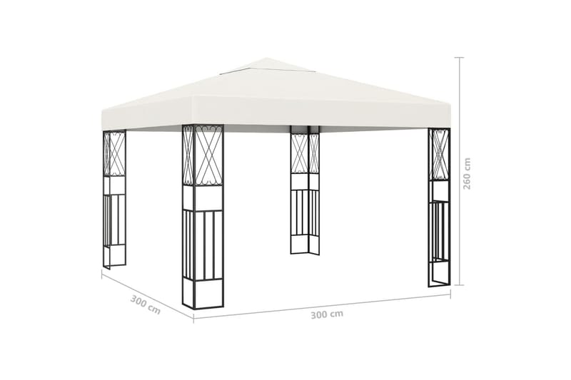 Paviljong med lysslynge 3x3 m kremhvit stoff - Krem - Hagemøbler - Solbeskyttelse - Paviljonger - Komplett paviljong