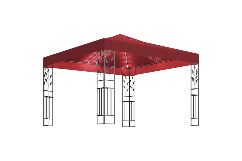 Paviljong med lysslynge 3x3 m vinrød - Rød - Hagemøbler - Solbeskyttelse - Paviljonger - Komplett paviljong