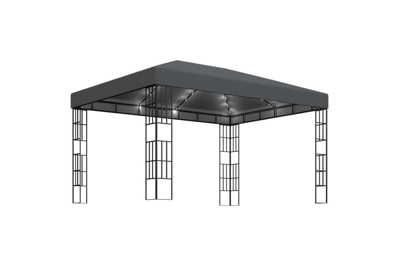 Paviljong med lysslynge 3x4 m antrasitt - Antrasittgrå - Hagemøbler - Solbeskyttelse - Paviljonger - Komplett paviljong