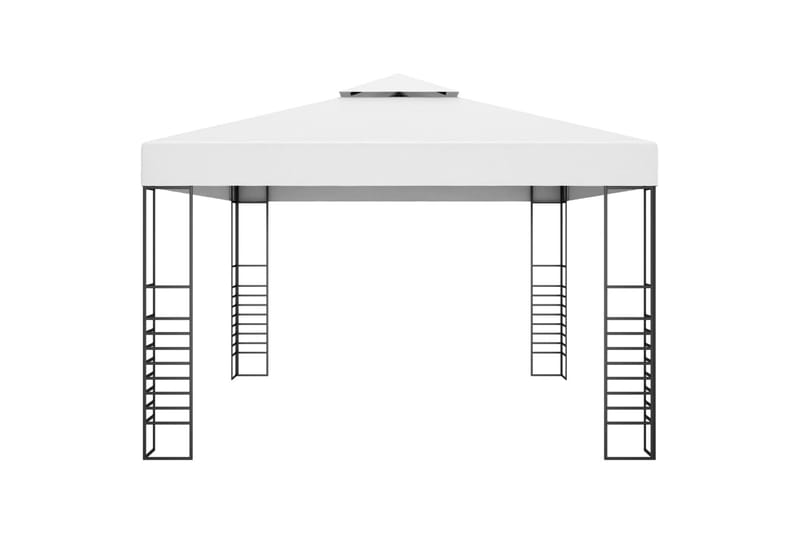 Paviljong med lysslynge 4x3x2,7 m hvit - Hvit - Hagemøbler - Solbeskyttelse - Paviljonger - Komplett paviljong