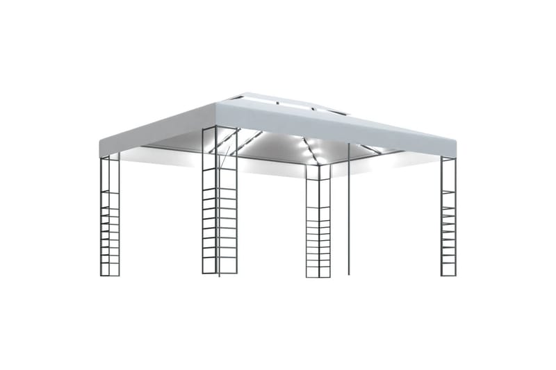 Paviljong med lysslynge 4x3x2,7 m hvit - Hvit - Hagemøbler - Solbeskyttelse - Paviljonger - Komplett paviljong