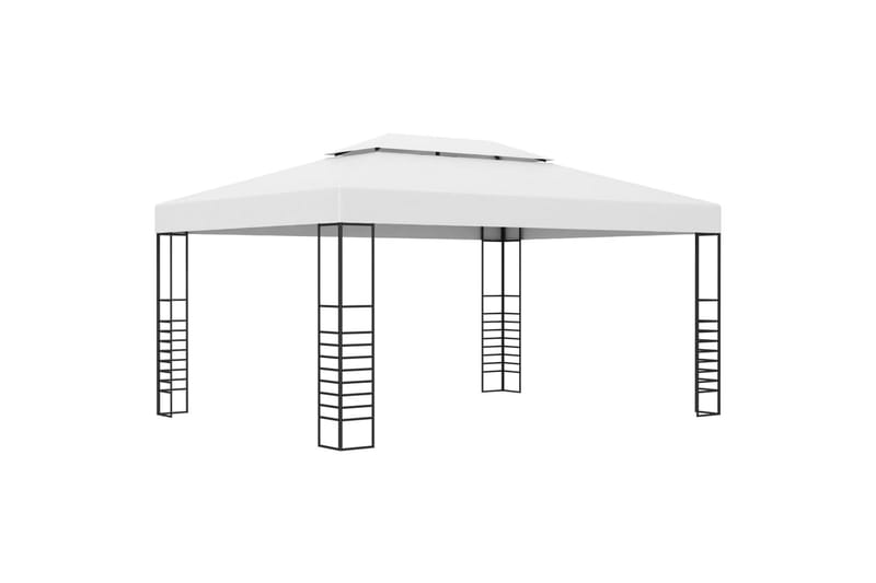 Paviljong med lysslynge 4x3x2,7 m hvit - Hvit - Hagemøbler - Solbeskyttelse - Paviljonger - Komplett paviljong
