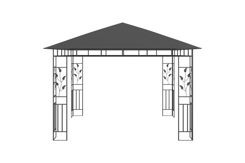 Paviljong med myggnett 3x3x2,73 m antrasitt 180 g/m² - Komplett paviljong