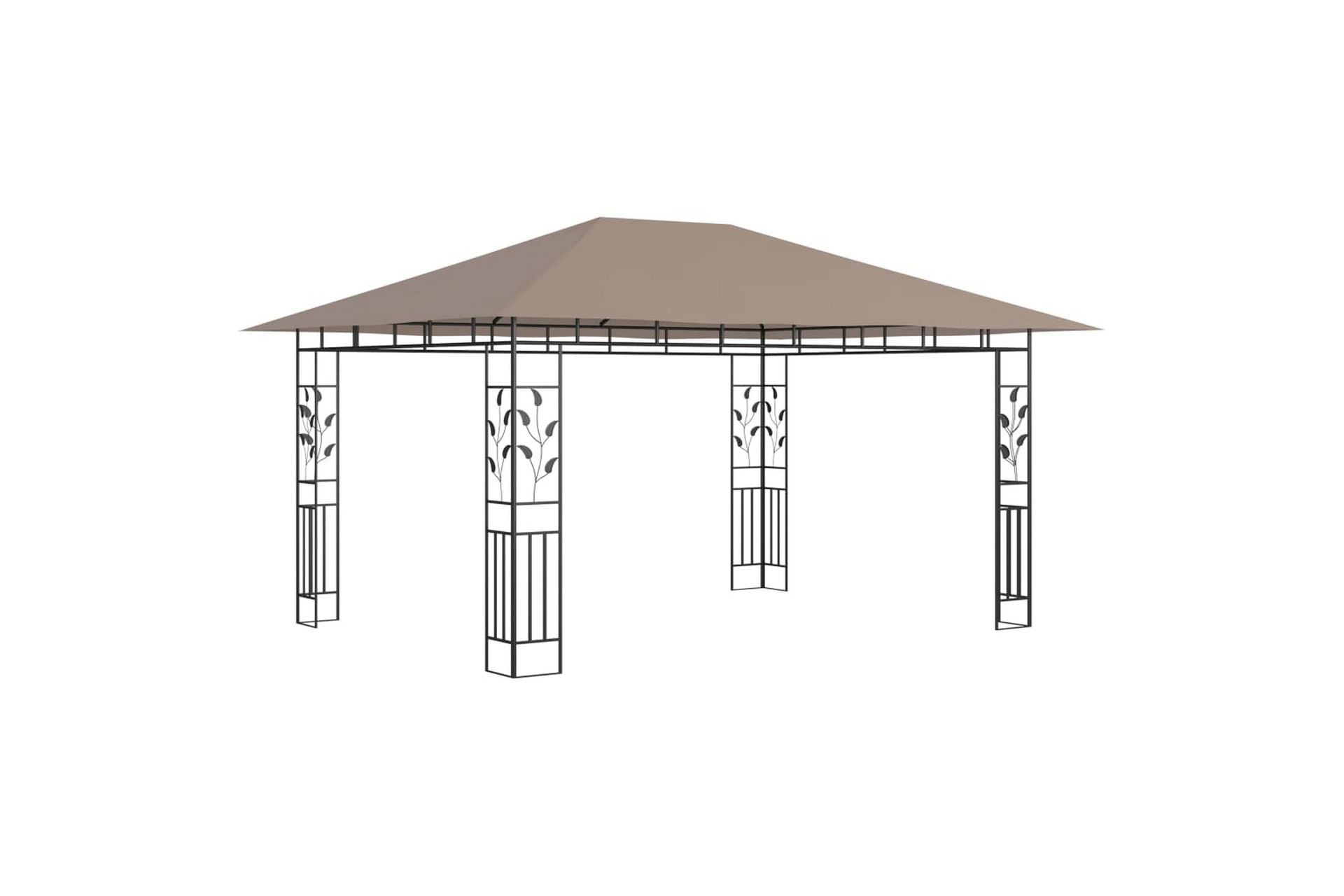 Paviljong med myggnett 4x3x2,73 m gråbrun 180 g/m² - Taupe - Hagemøbler - Solbeskyttelse - Paviljonger - Komplett paviljong