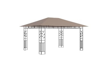 Paviljong med myggnett 4x3x2,73 m gråbrun 180 g/m² - Taupe - Hagemøbler - Solbeskyttelse - Paviljonger - Komplett paviljong