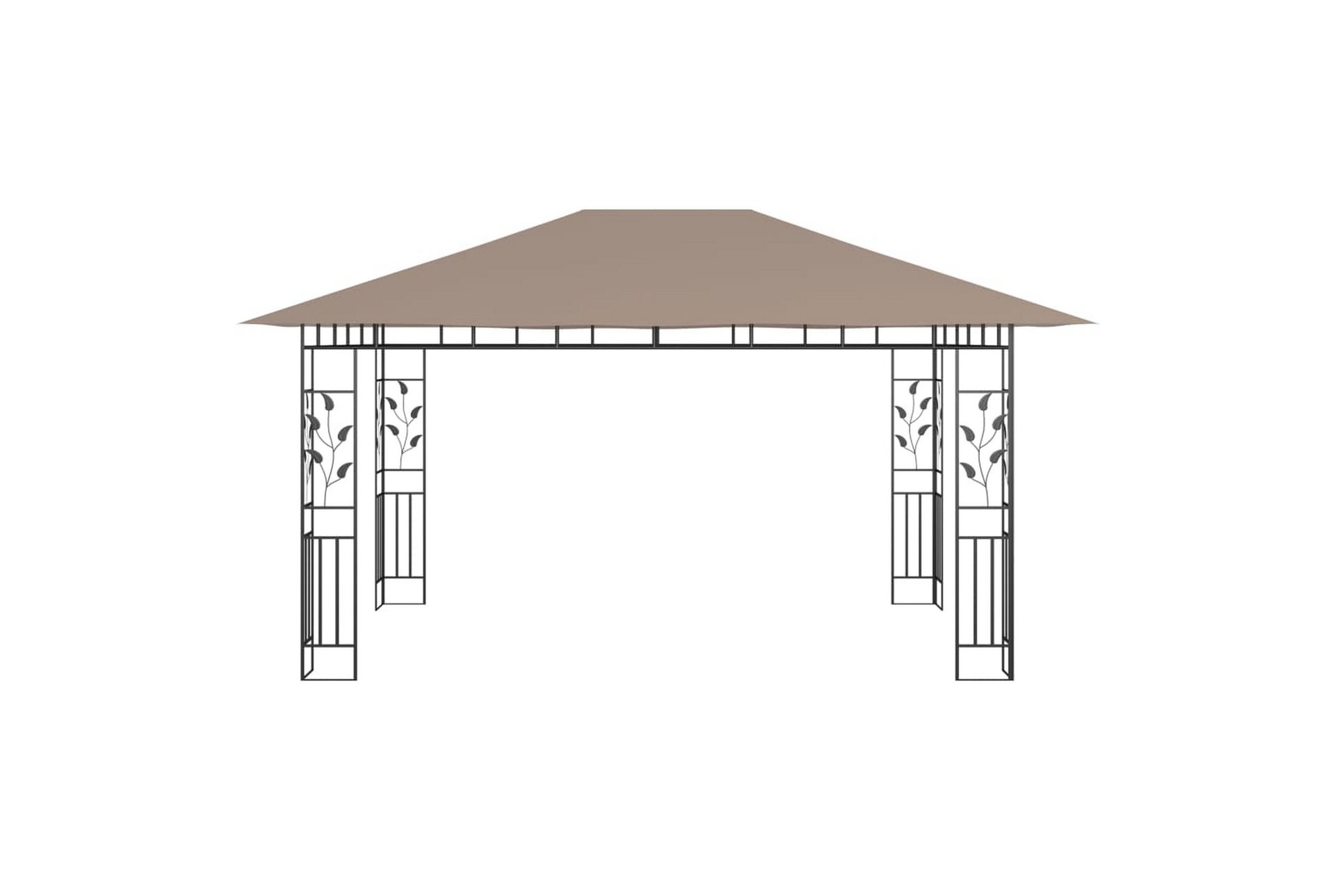Paviljong med myggnett 4x3x2,73 m gråbrun 180 g/m² - Taupe - Hagemøbler - Solbeskyttelse - Paviljonger - Komplett paviljong