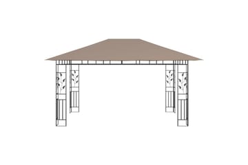 Paviljong med myggnett 4x3x2,73 m gråbrun 180 g/m² - Taupe - Hagemøbler - Solbeskyttelse - Paviljonger - Komplett paviljong
