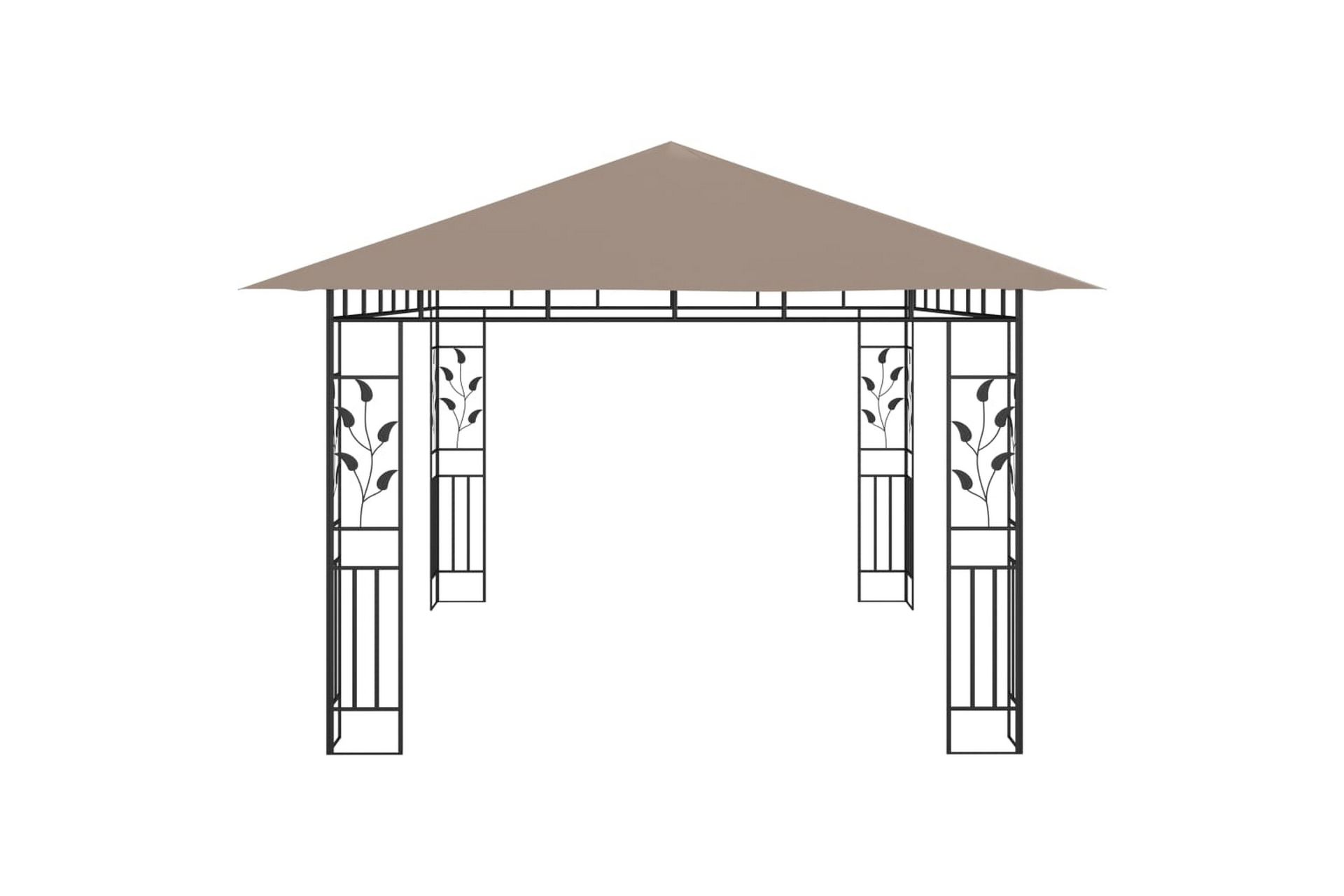 Paviljong med myggnett 4x3x2,73 m gråbrun 180 g/m² - Taupe - Hagemøbler - Solbeskyttelse - Paviljonger - Komplett paviljong