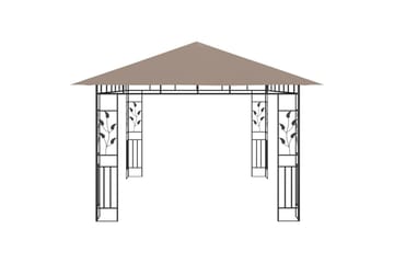 Paviljong med myggnett 4x3x2,73 m gråbrun 180 g/m² - Taupe - Hagemøbler - Solbeskyttelse - Paviljonger - Komplett paviljong