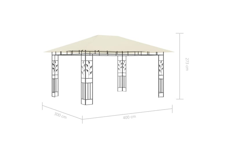 Paviljong med myggnett 4x3x2,73 m kremhvit 180 g/m² - Hagemøbler - Solbeskyttelse - Paviljonger - Komplett paviljong