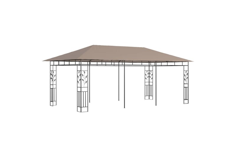 Paviljong med myggnett 6x3x2,73 m gråbrun 180 g/m² - Taupe - Hagemøbler - Solbeskyttelse - Paviljonger - Komplett paviljong