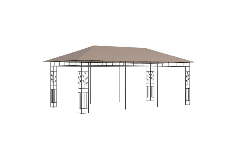 Paviljong med myggnett 6x3x2,73 m gråbrun 180 g/m² - Taupe - Komplett paviljong