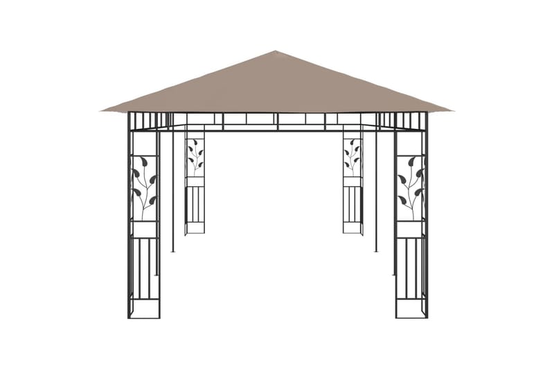 Paviljong med myggnett 6x3x2,73 m gråbrun 180 g/m² - Taupe - Komplett paviljong