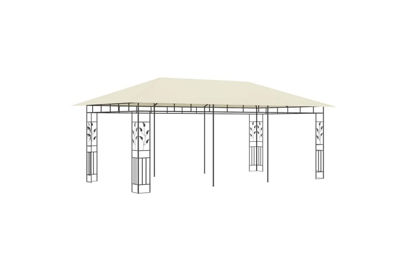 Paviljong med myggnett 6x3x2,73 m kremhvit - Hagemøbler - Solbeskyttelse - Paviljonger - Komplett paviljong