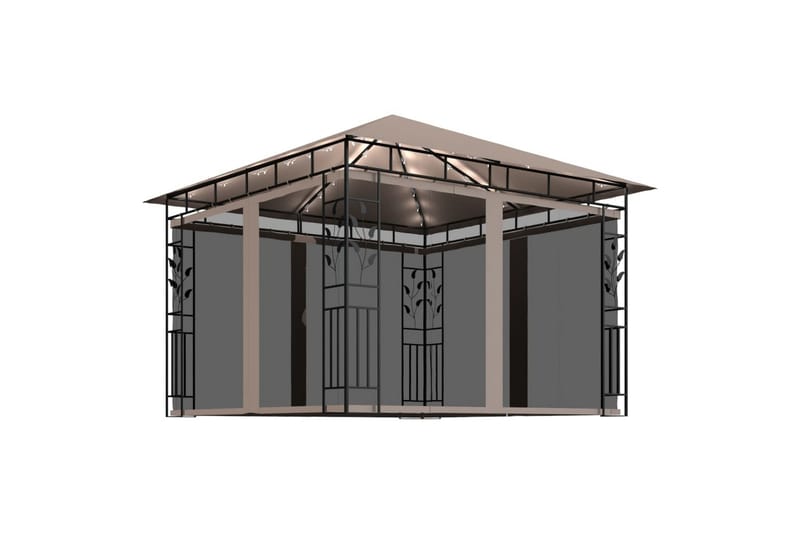 Paviljong med myggnett og lysslynge 3x3x2,73 m 180 g/m² - Taupe - Hagemøbler - Solbeskyttelse - Paviljonger - Komplett paviljong
