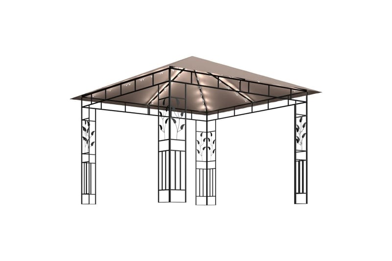 Paviljong med myggnett og lysslynge 3x3x2,73 m 180 g/m² - Taupe - Hagemøbler - Solbeskyttelse - Paviljonger - Komplett paviljong