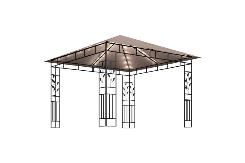 Paviljong med myggnett og lysslynge 3x3x2,73 m 180 g/m² - Taupe - Komplett paviljong