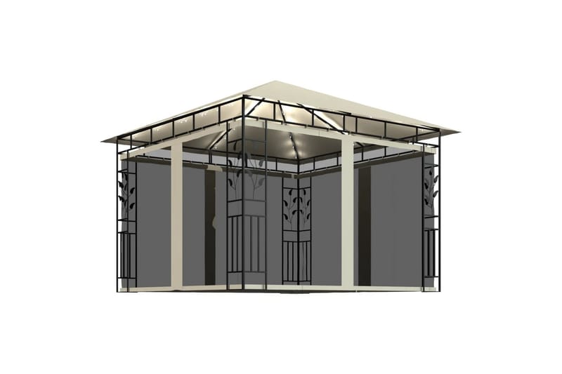 Paviljong med myggnett og lysslynge 3x3x2,73m 180 g/m² - Krem - Hagemøbler - Solbeskyttelse - Paviljonger - Komplett paviljong