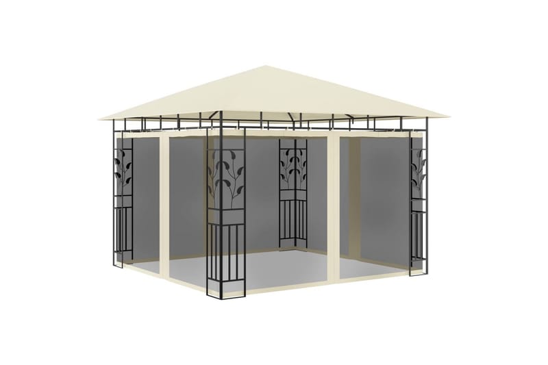 Paviljong med myggnett og lysslynge 3x3x2,73m 180 g/m² - Krem - Komplett paviljong