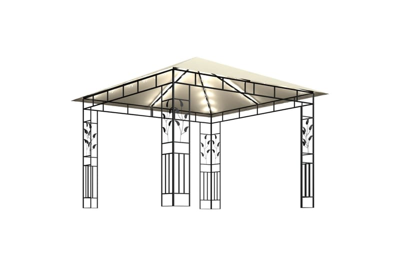 Paviljong med myggnett og lysslynge 3x3x2,73m 180 g/m² - Krem - Hagemøbler - Solbeskyttelse - Paviljonger - Komplett paviljong