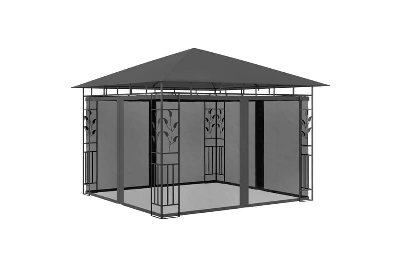 Paviljong med myggnett og lysslynge 3x3x2,73m 180g/m² - Antrasittgrå - Hagemøbler - Solbeskyttelse - Paviljonger - Komplett paviljong