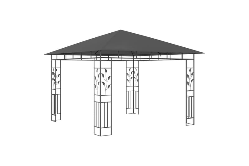 Paviljong med myggnett og lysslynge 3x3x2,73m 180g/m² - Antrasittgrå - Komplett paviljong