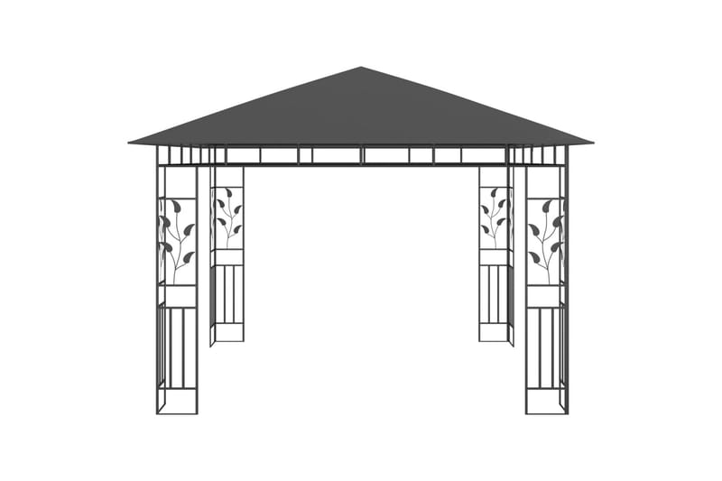 Paviljong med myggnett og lysslynge 3x3x2,73m 180g/m² - Antrasittgrå - Komplett paviljong