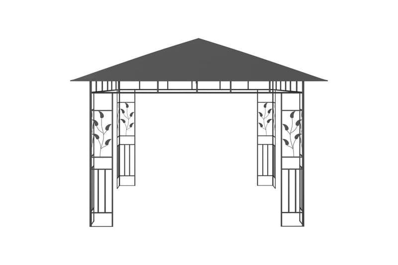 Paviljong med myggnett og lysslynge 3x3x2,73m 180g/m² - Antrasittgrå - Hagemøbler - Solbeskyttelse - Paviljonger - Komplett paviljong