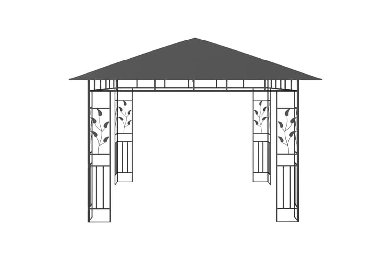 Paviljong med myggnett og lysslynge 3x3x2,73m 180g/m² - Antrasittgrå - Komplett paviljong