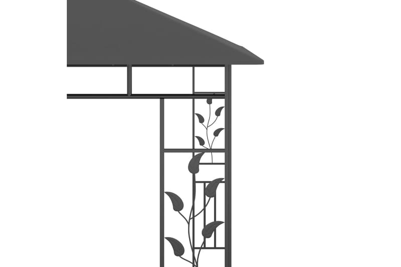 Paviljong med myggnett og lysslynge 3x3x2,73m 180g/m² - Antrasittgrå - Komplett paviljong