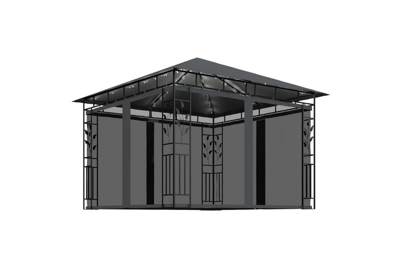 Paviljong med myggnett og lysslynge 3x3x2,73m 180g/m² - Antrasittgrå - Hagemøbler - Solbeskyttelse - Paviljonger - Komplett paviljong