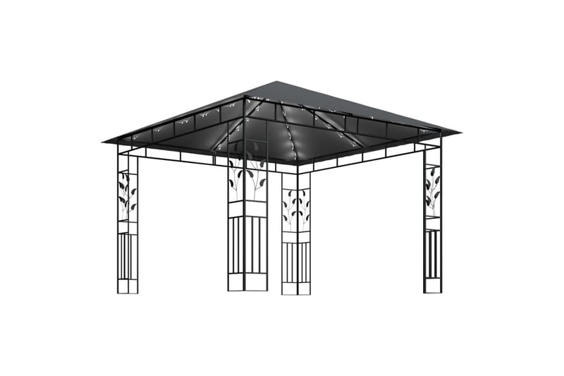 Paviljong med myggnett og lysslynge 3x3x2,73m 180g/m² - Antrasittgrå - Hagemøbler - Solbeskyttelse - Paviljonger - Komplett paviljong
