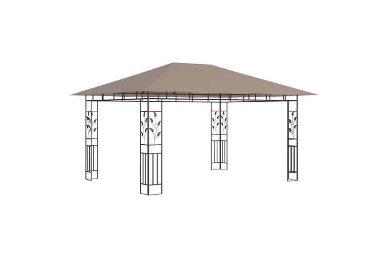 Paviljong med myggnett og lysslynge 4x3x2,73 m 180 g/m² - Taupe - Hagemøbler - Solbeskyttelse - Paviljonger - Komplett paviljong