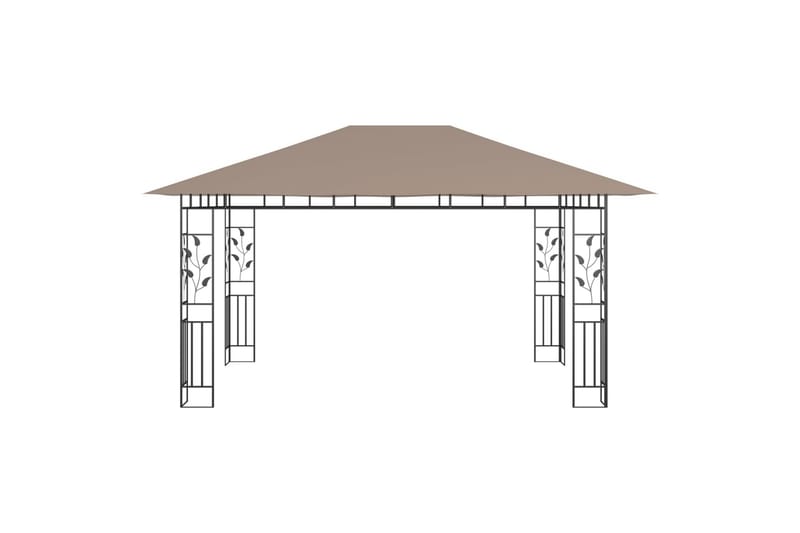 Paviljong med myggnett og lysslynge 4x3x2,73 m 180 g/m² - Taupe - Hagemøbler - Solbeskyttelse - Paviljonger - Komplett paviljong