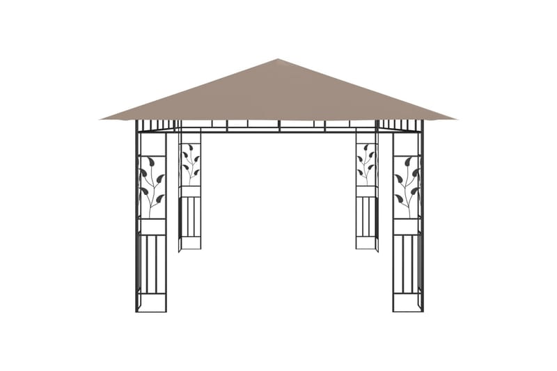 Paviljong med myggnett og lysslynge 4x3x2,73 m 180 g/m² - Taupe - Hagemøbler - Solbeskyttelse - Paviljonger - Komplett paviljong