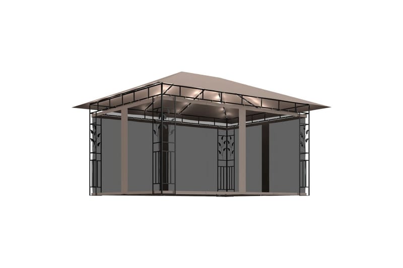 Paviljong med myggnett og lysslynge 4x3x2,73 m 180 g/m² - Taupe - Komplett paviljong