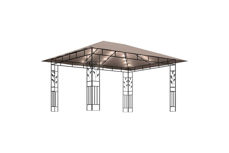 Paviljong med myggnett og lysslynge 4x3x2,73 m 180 g/m² - Taupe - Hagemøbler - Solbeskyttelse - Paviljonger - Komplett paviljong