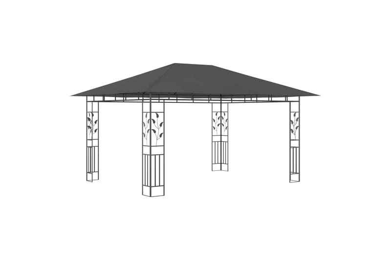 Paviljong med myggnett og lysslynge 4x3x2,73m 180g/m² - Antrasittgrå - Hagemøbler - Solbeskyttelse - Paviljonger - Komplett paviljong