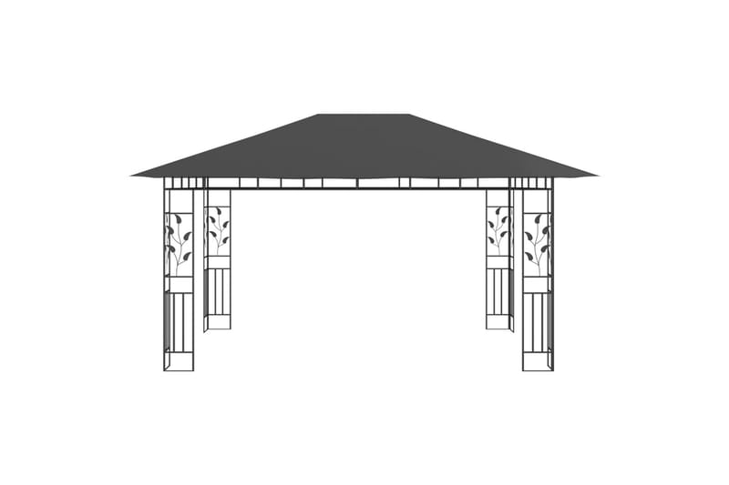 Paviljong med myggnett og lysslynge 4x3x2,73m 180g/m² - Antrasittgrå - Hagemøbler - Solbeskyttelse - Paviljonger - Komplett paviljong