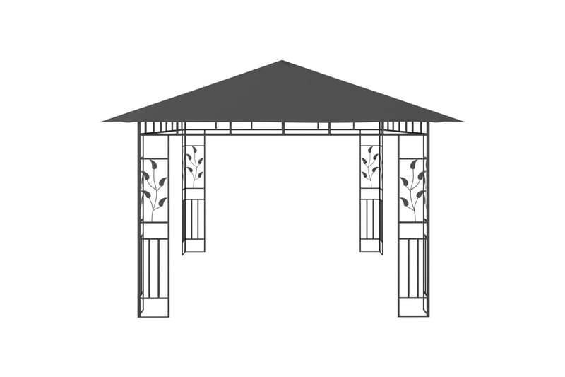 Paviljong med myggnett og lysslynge 4x3x2,73m 180g/m² - Antrasittgrå - Hagemøbler - Solbeskyttelse - Paviljonger - Komplett paviljong
