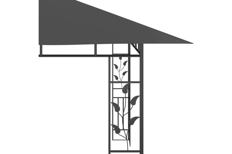Paviljong med myggnett og lysslynge 4x3x2,73m 180g/m² - Antrasittgrå - Hagemøbler - Solbeskyttelse - Paviljonger - Komplett paviljong