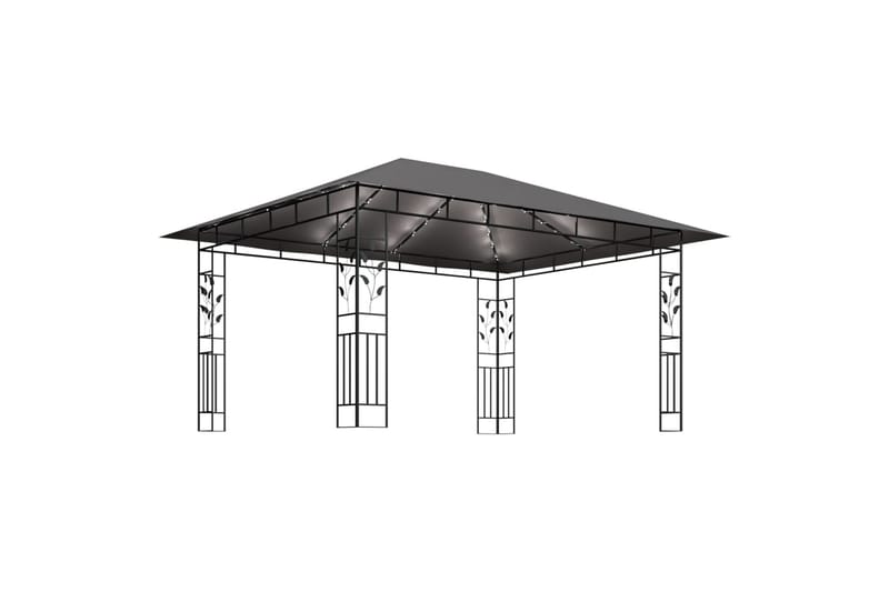 Paviljong med myggnett og lysslynge 4x3x2,73m 180g/m² - Antrasittgrå - Hagemøbler - Solbeskyttelse - Paviljonger - Komplett paviljong