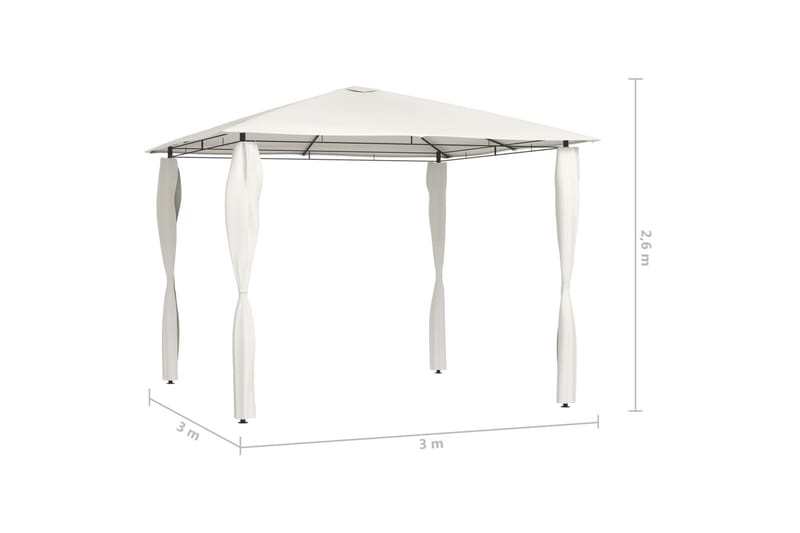 Paviljong med sidevegger 3x3x2,6 m kremhvit 160 g/m² - Krem - Hagemøbler - Solbeskyttelse - Paviljonger - Komplett paviljong
